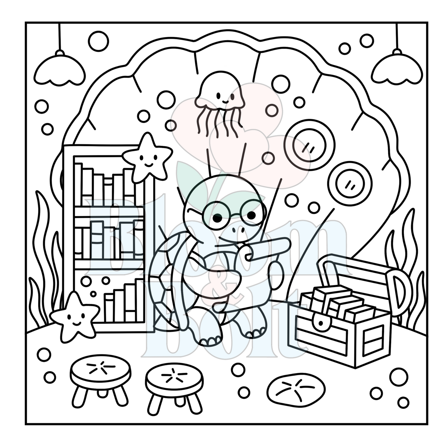 Cozy Oceans – Set 2 of 6 | Digital Coloring Pages