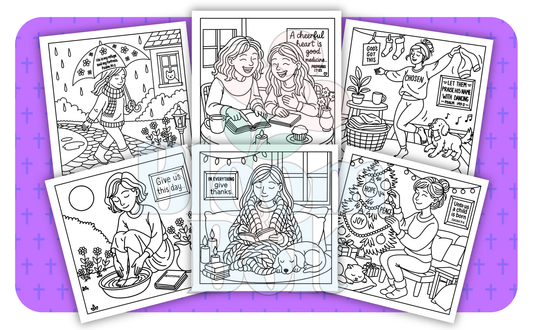 Christian Girl Moments – Set 1 of 6 | Digital Coloring Pages