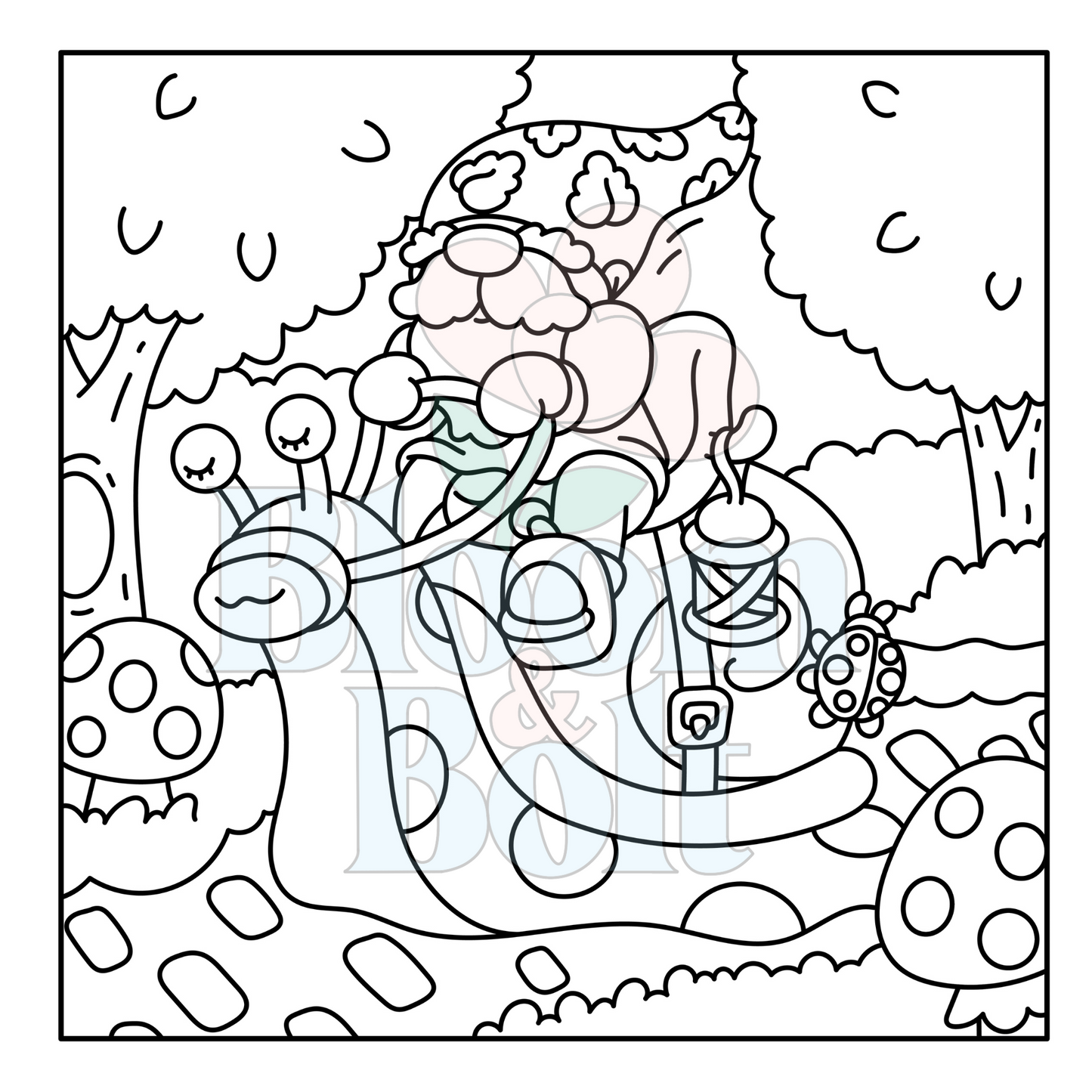 Cozy Gnomes – Set 1 of 6 | Digital Coloring Pages