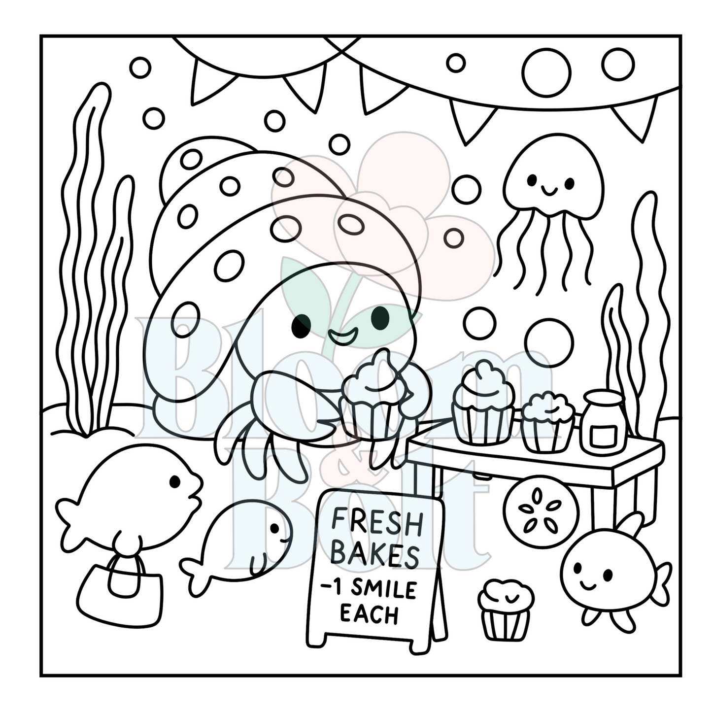 Cozy Oceans – Set 1 of 6 | Digital Coloring Pages