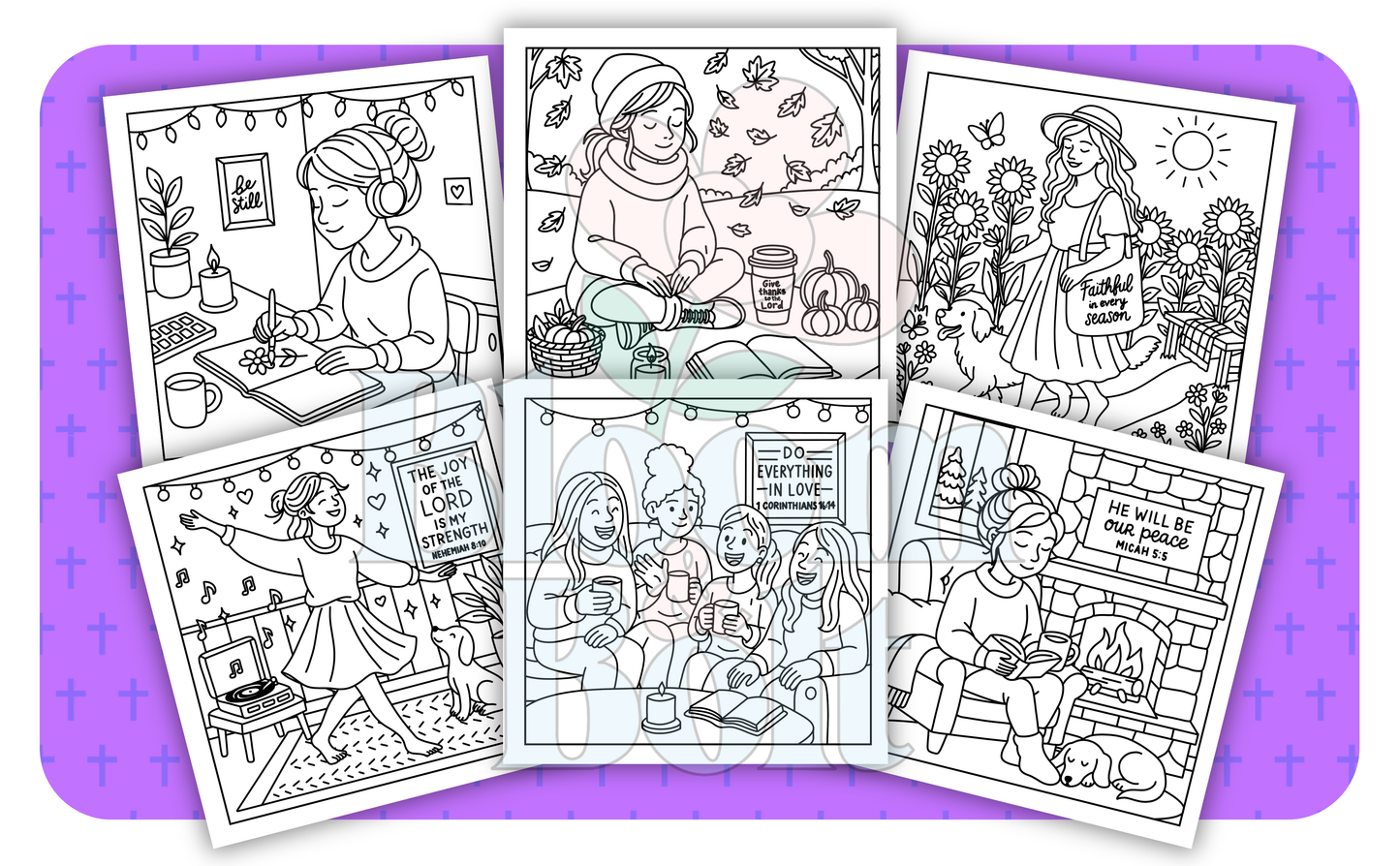 Christian Girl Moments – Set 2 of 6 | Digital Coloring Pages