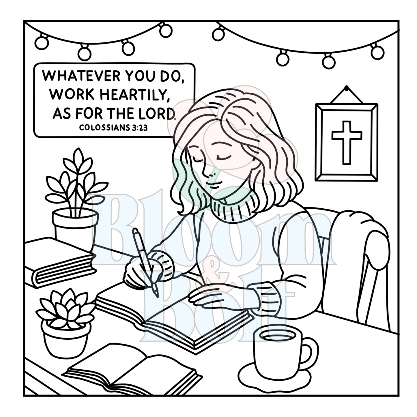 Christian Girl Moments – Set 3 of 6 | Digital Coloring Pages