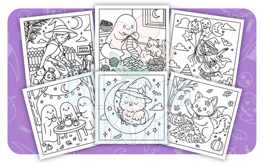 Cozy Halloween – Set 3 of 5 | Digital Coloring Pages