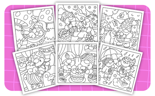 Cozy Gnomes – Set 4 of 6 | Digital Coloring Pages