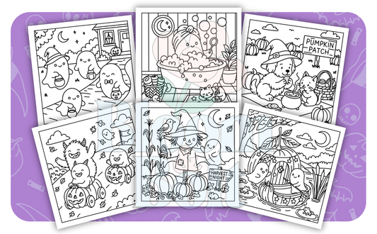 Cozy Halloween – Set 5 of 5 | Digital Coloring Pages