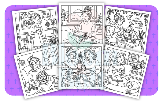 Christian Girl Moments – Set 5 of 6 | Digital Coloring Pages