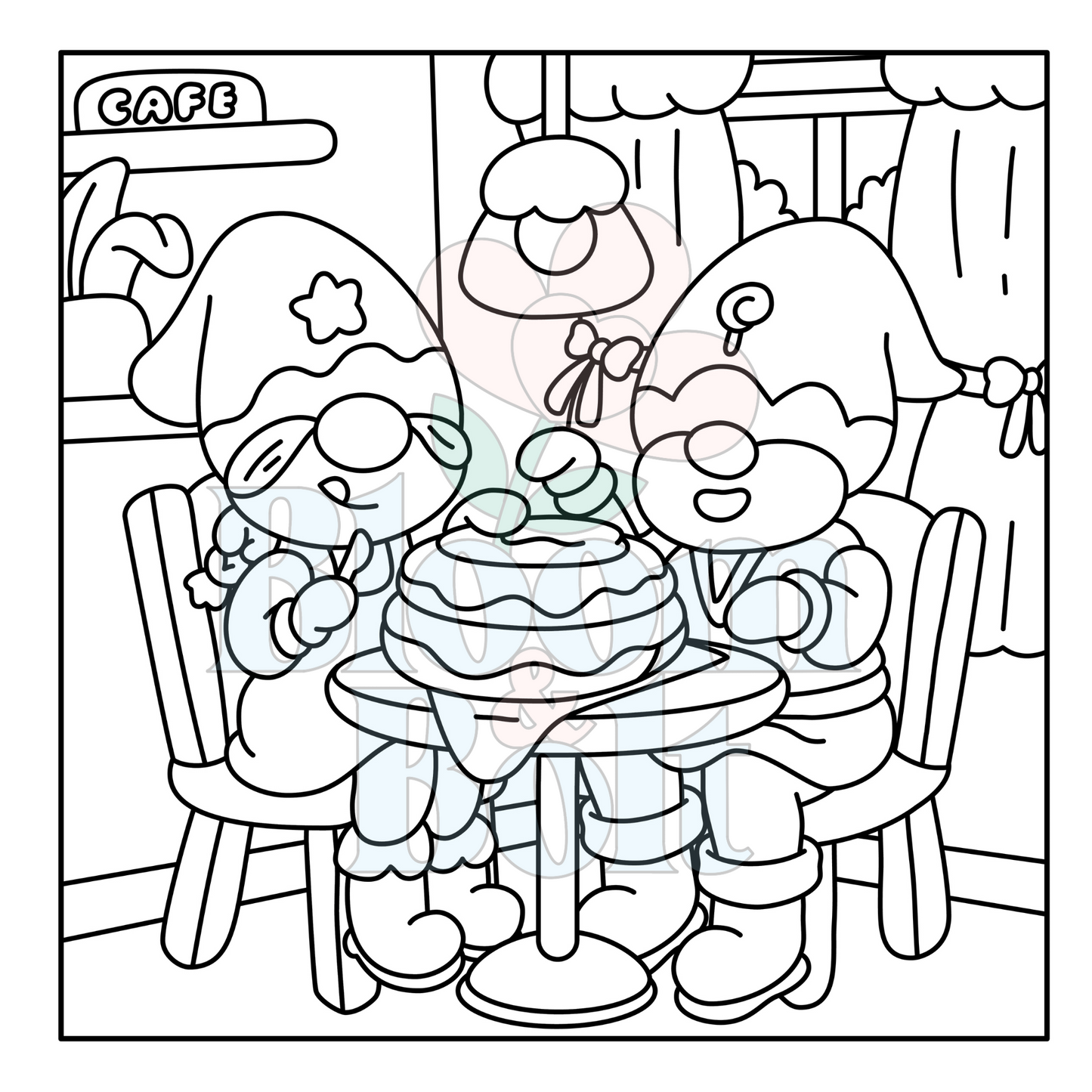 Cozy Gnomes – Set 5 of 6 | Digital Coloring Pages