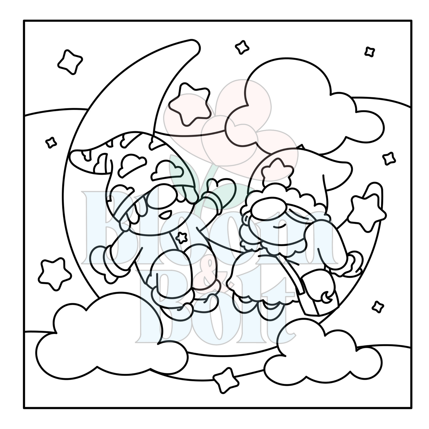 Cozy Gnomes – Set 5 of 6 | Digital Coloring Pages