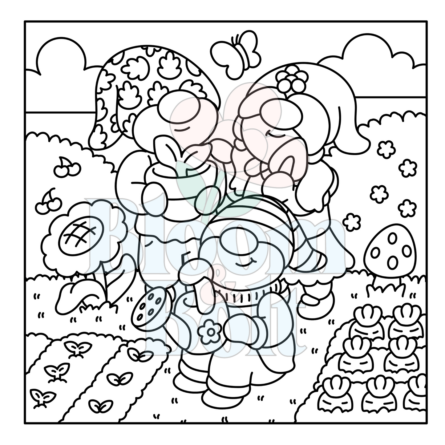 Cozy Gnomes – Set 5 of 6 | Digital Coloring Pages