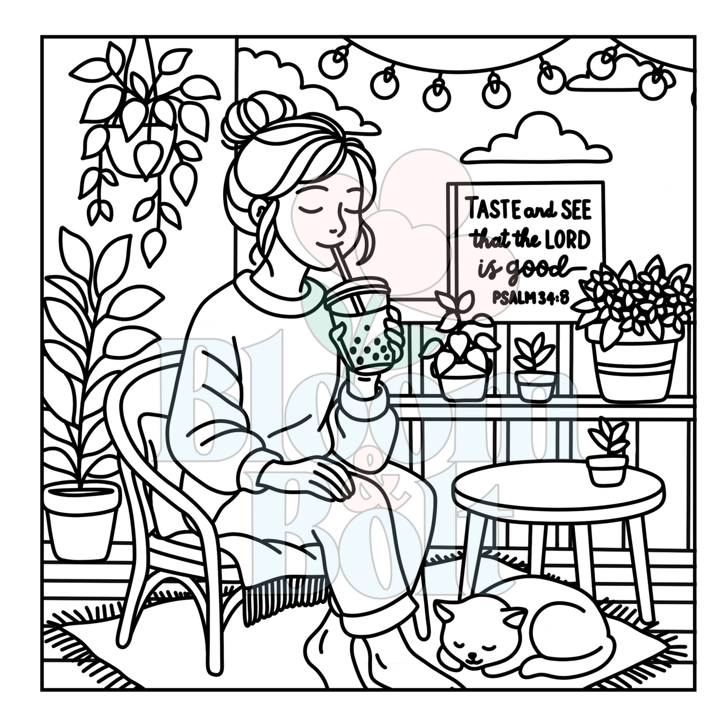 Christian Girl Moments – Set 6 of 6 | Digital Coloring Pages
