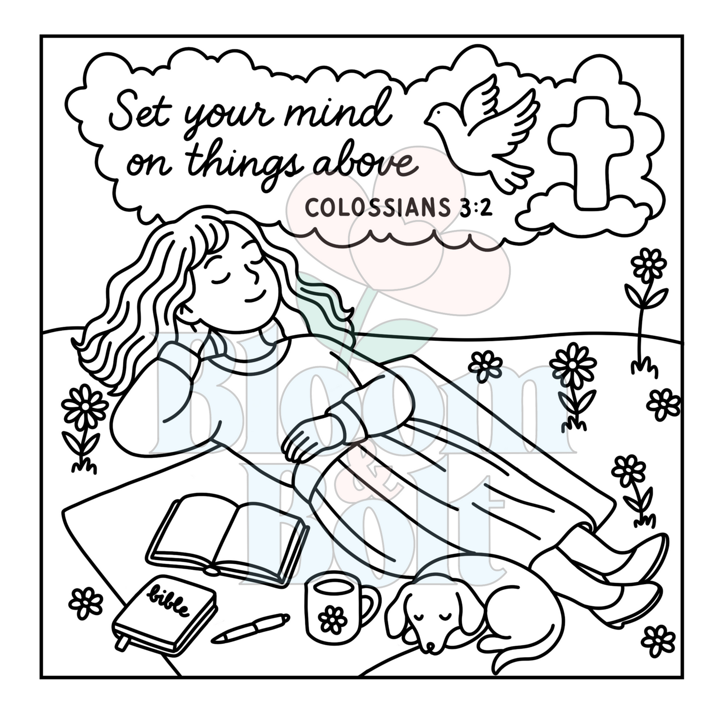 Christian Girl Moments – Set 6 of 6 | Digital Coloring Pages