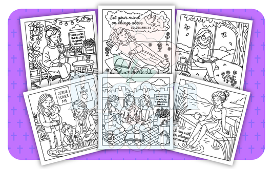 Christian Girl Moments – Set 6 of 6 | Digital Coloring Pages