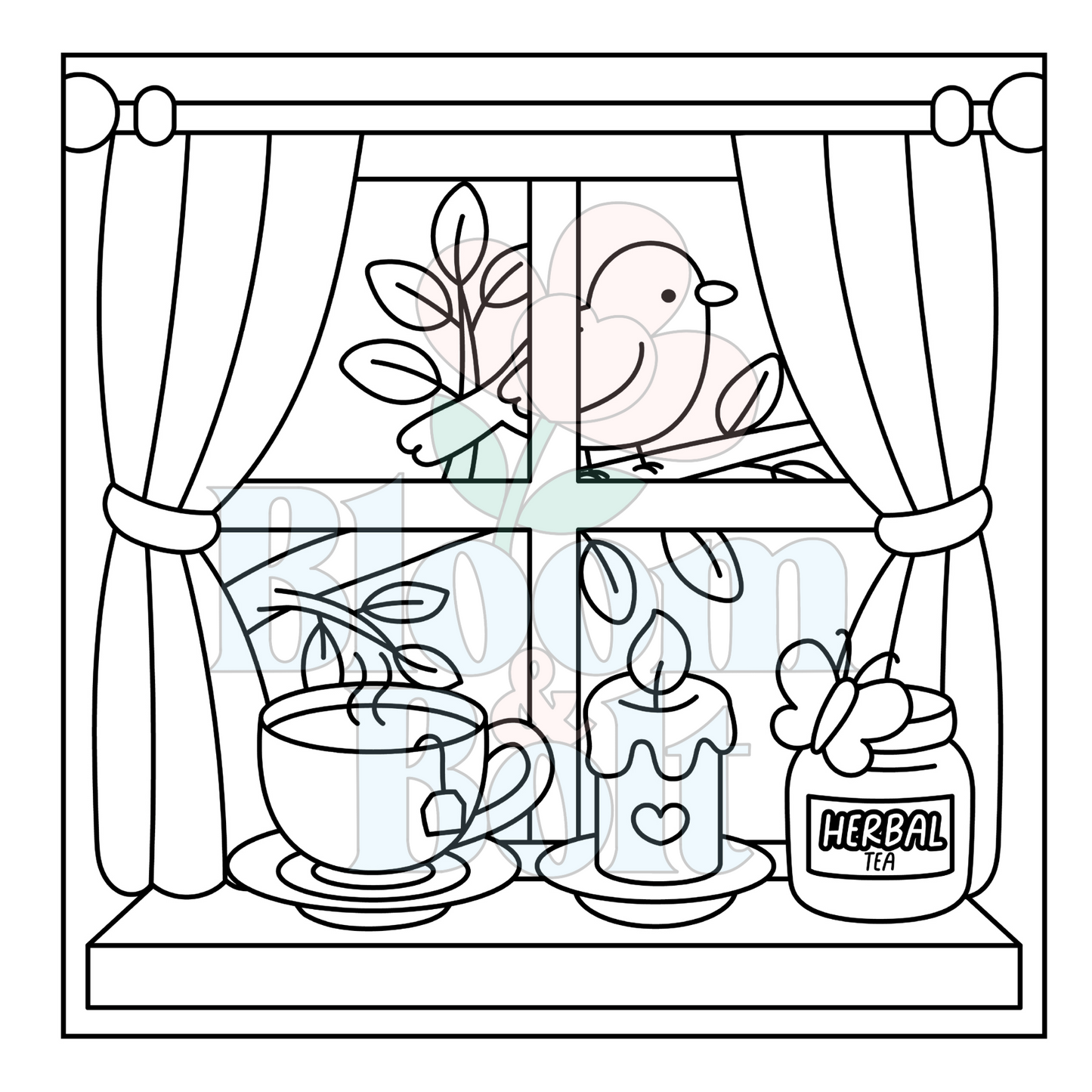 Cozy Gardens – Set 6 of 6 | Digital Coloring Pages