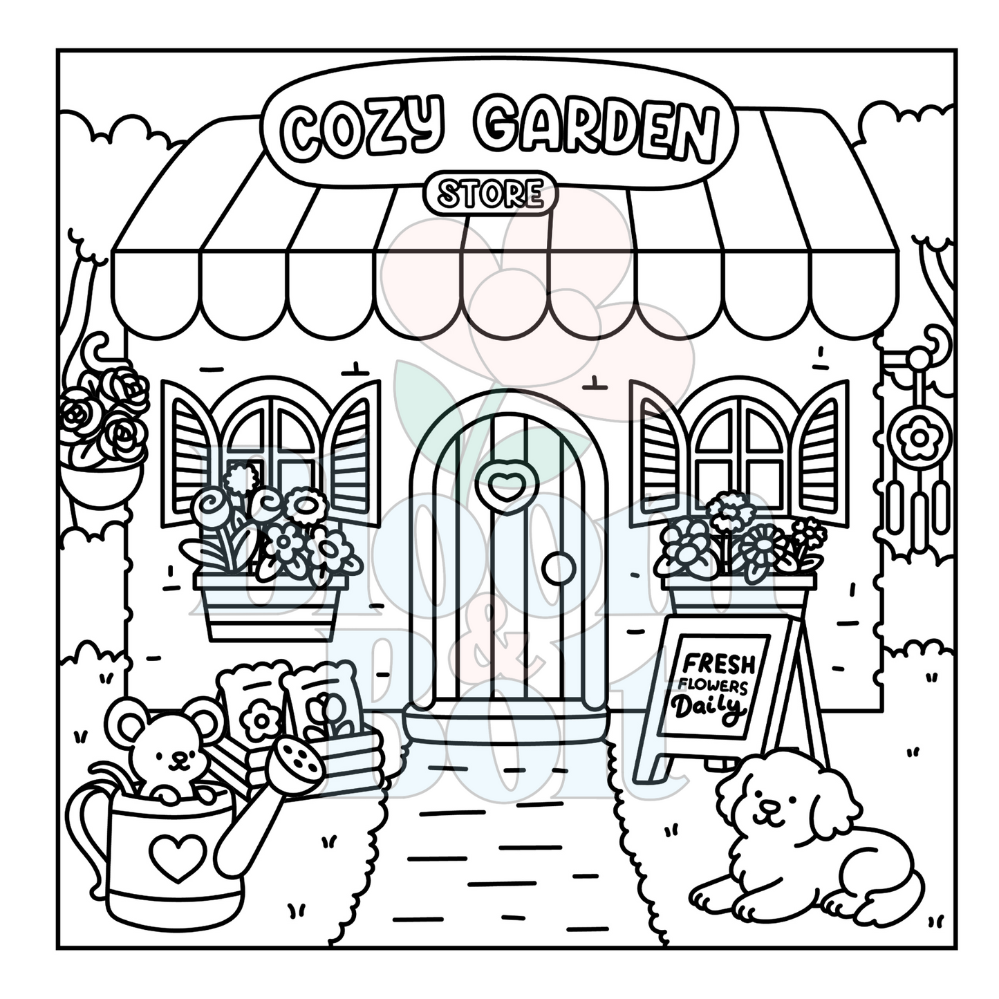 Cozy Gardens – Set 6 of 6 | Digital Coloring Pages