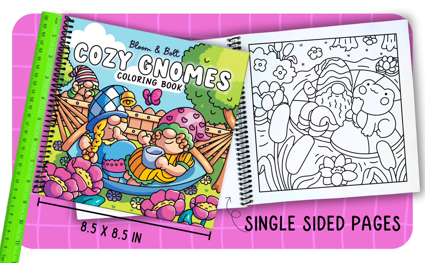 Cozy Gnomes Coloring Book - Spiral Bound