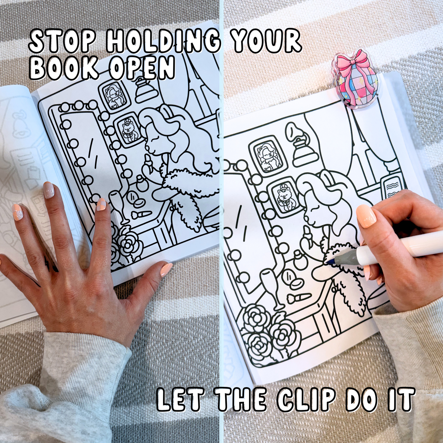 Acrylic Coloring Book Clips – Hands-Free Page Holders for Coloring, Journals & Planners