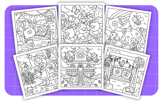 Cozy Gardens – Set 1 of 6 | Digital Coloring Pages