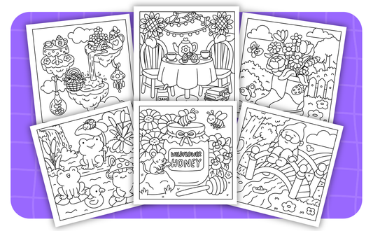 Cozy Gardens – Set 3 of 6 | Digital Coloring Pages
