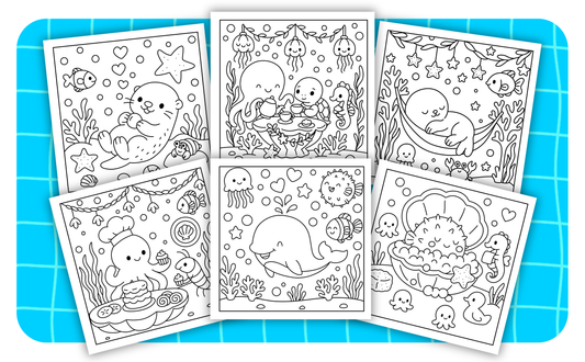 Cozy Oceans – Set 3 of 6 | Digital Coloring Pages