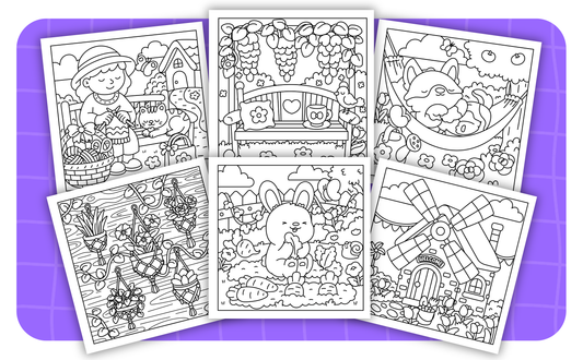 Cozy Gardens – Set 4 of 6 | Digital Coloring Pages