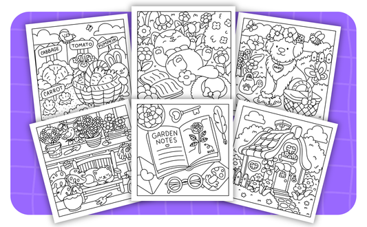 Cozy Gardens – Set 5 of 6 | Digital Coloring Pages