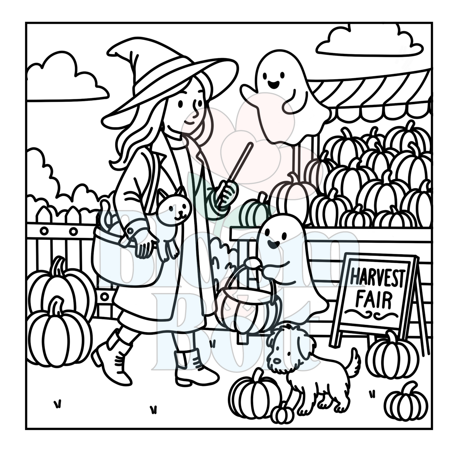 Cozy Halloween – Set 1 of 5 | Digital Coloring Pages
