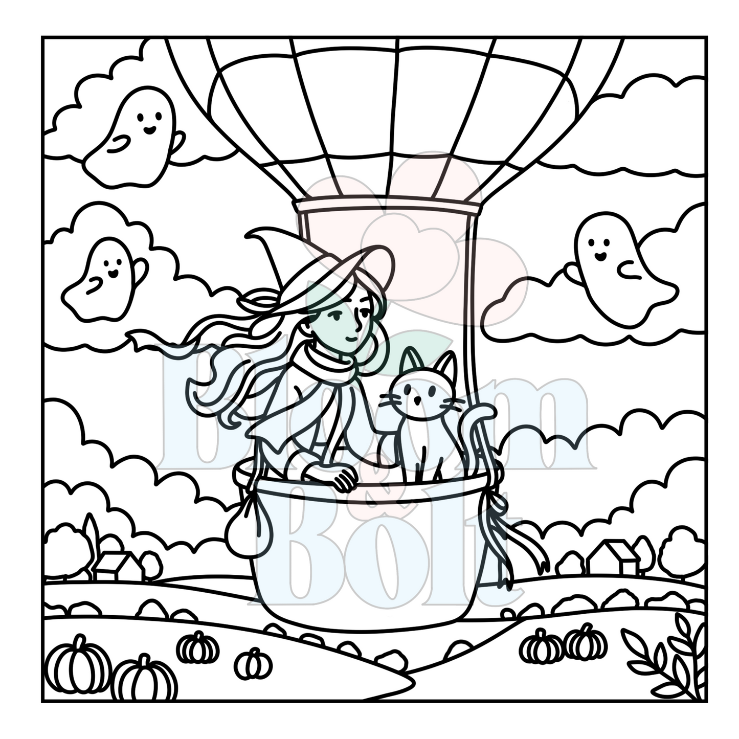 Cozy Halloween – Set 1 of 5 | Digital Coloring Pages