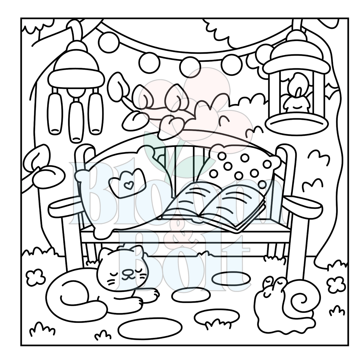 Cozy Gardens – Set 1 of 6 | Digital Coloring Pages
