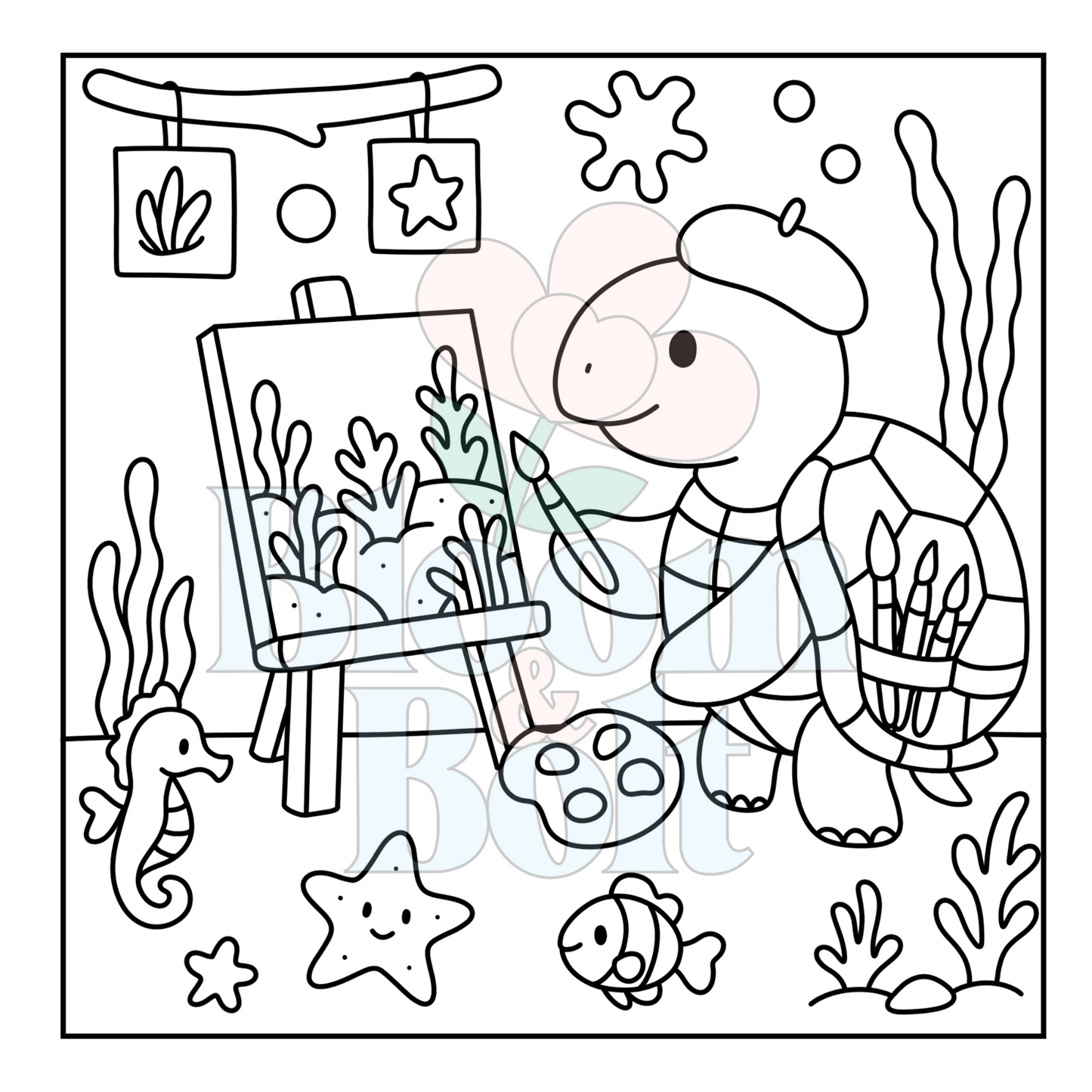 Cozy Oceans – Set 1 of 6 | Digital Coloring Pages