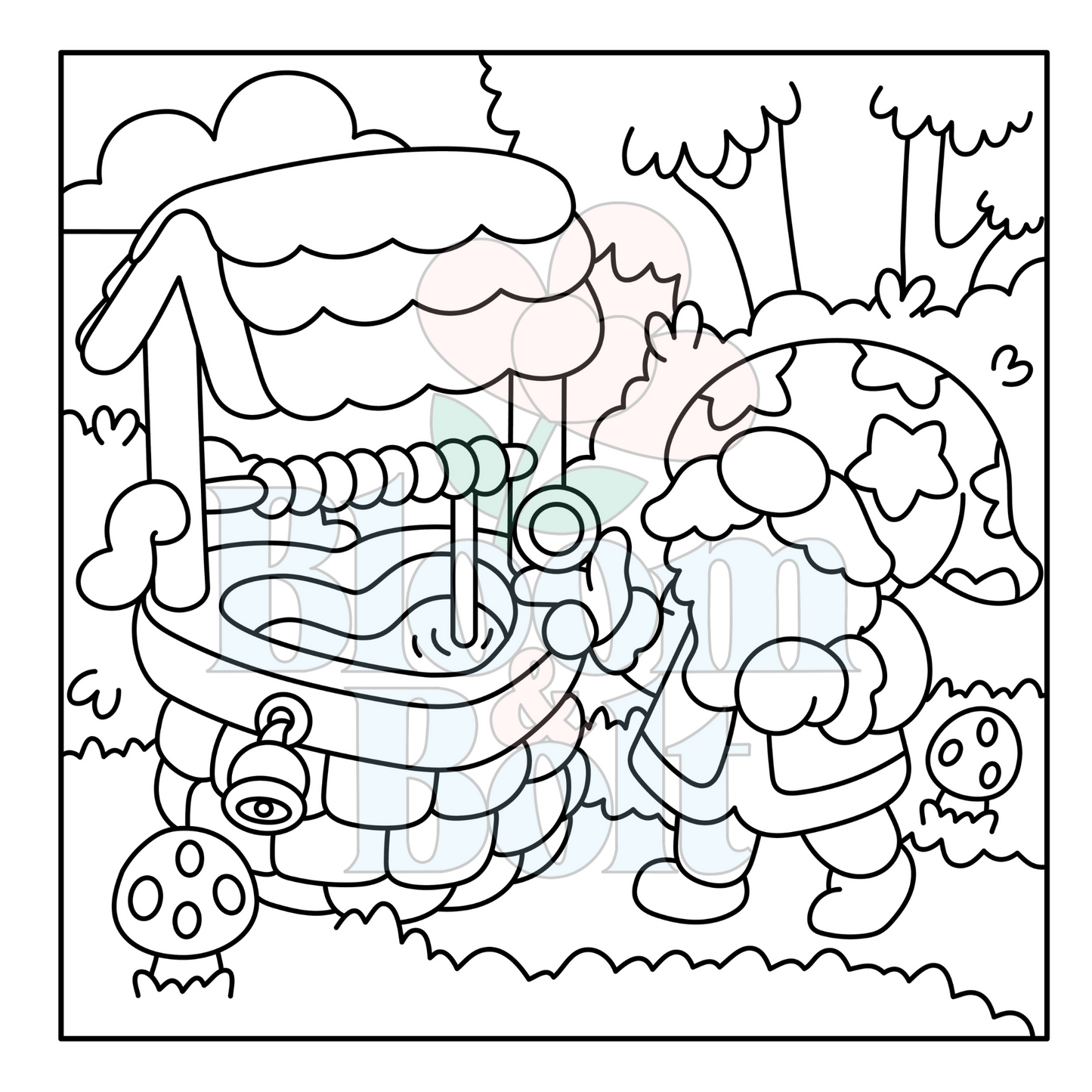 Cozy Gnomes – Set 1 of 6 | Digital Coloring Pages