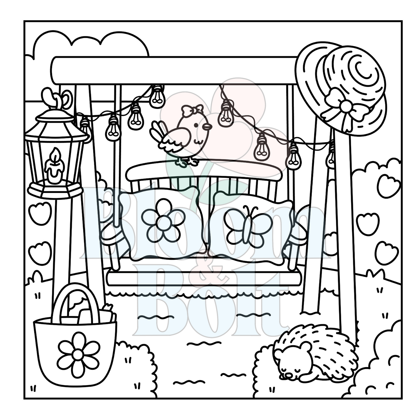 Cozy Gardens – Set 1 of 6 | Digital Coloring Pages