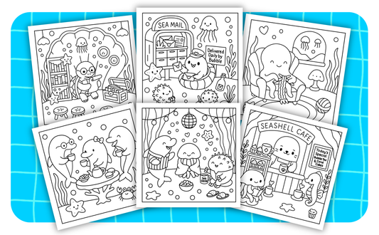Cozy Oceans – Set 2 of 6 | Digital Coloring Pages