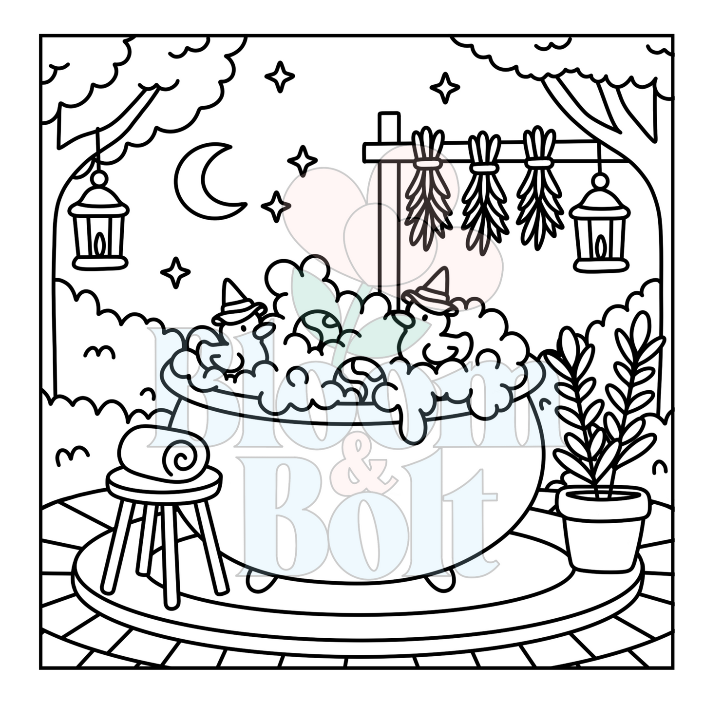 Cozy Halloween – Set 2 of 5 | Digital Coloring Pages