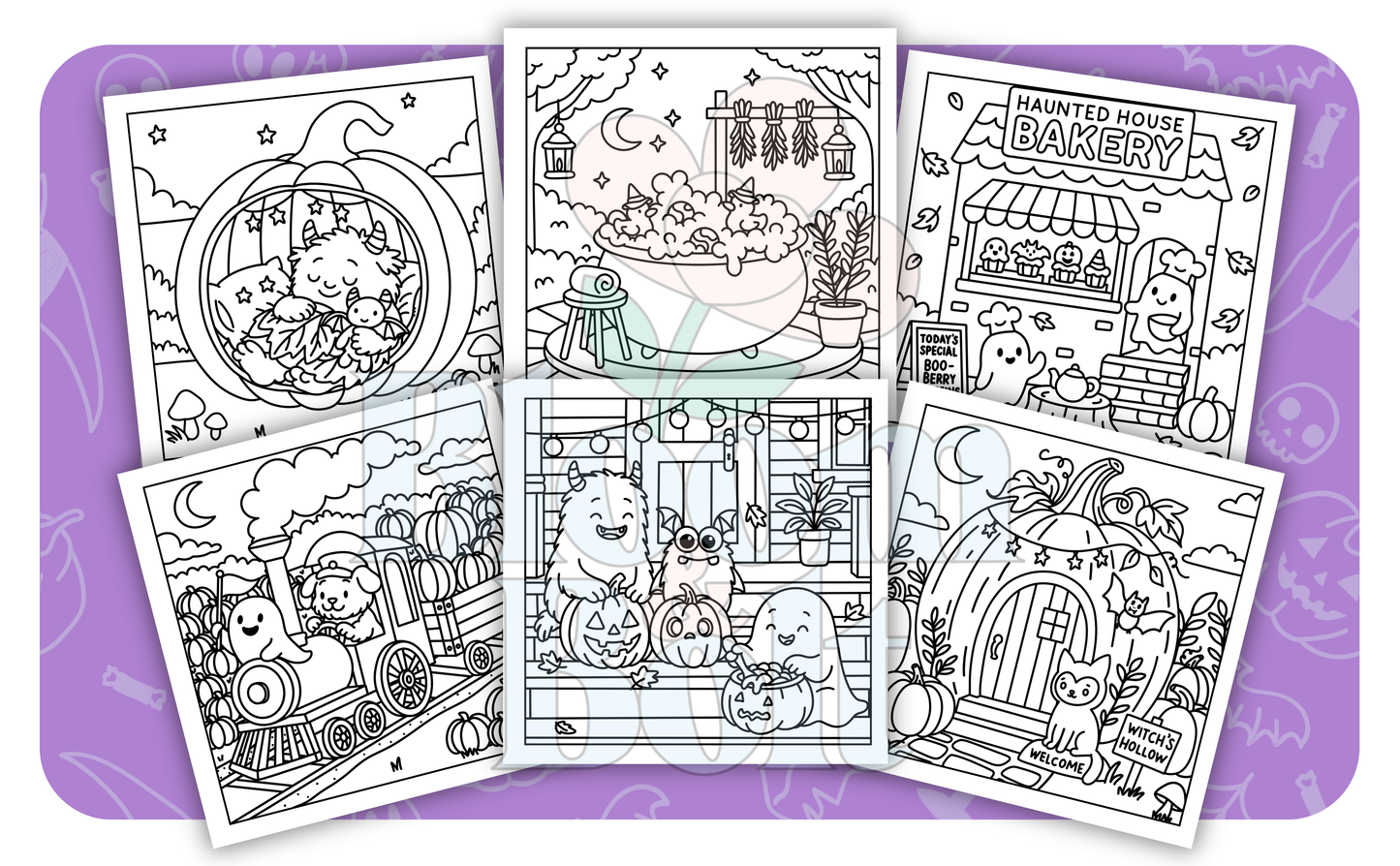Cozy Halloween – Set 2 of 5 | Digital Coloring Pages