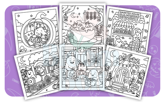 Cozy Halloween – Set 2 of 5 | Digital Coloring Pages