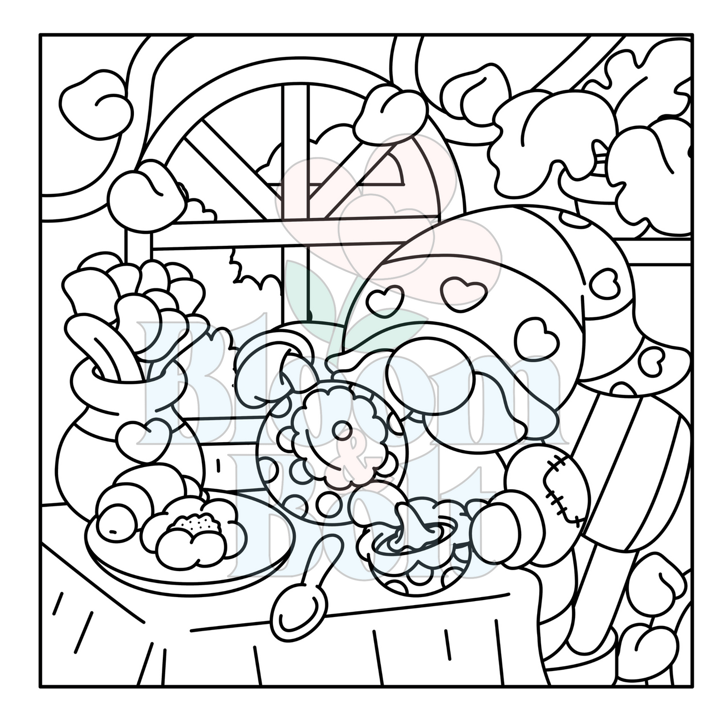 Cozy Gnomes – Set 2 of 6 | Digital Coloring Pages