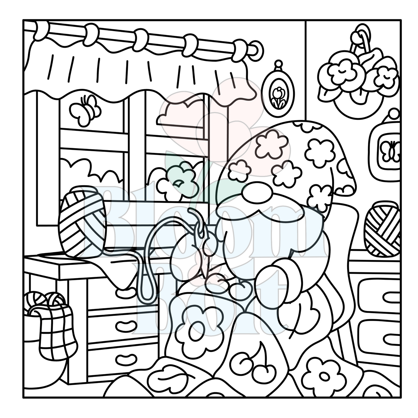 Cozy Gnomes – Set 2 of 6 | Digital Coloring Pages
