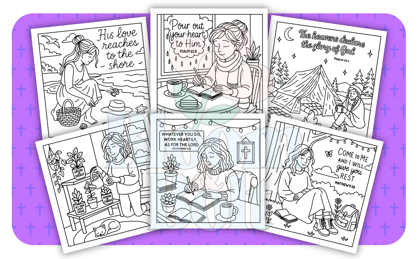 Christian Girl Moments – Set 3 of 6 | Digital Coloring Pages