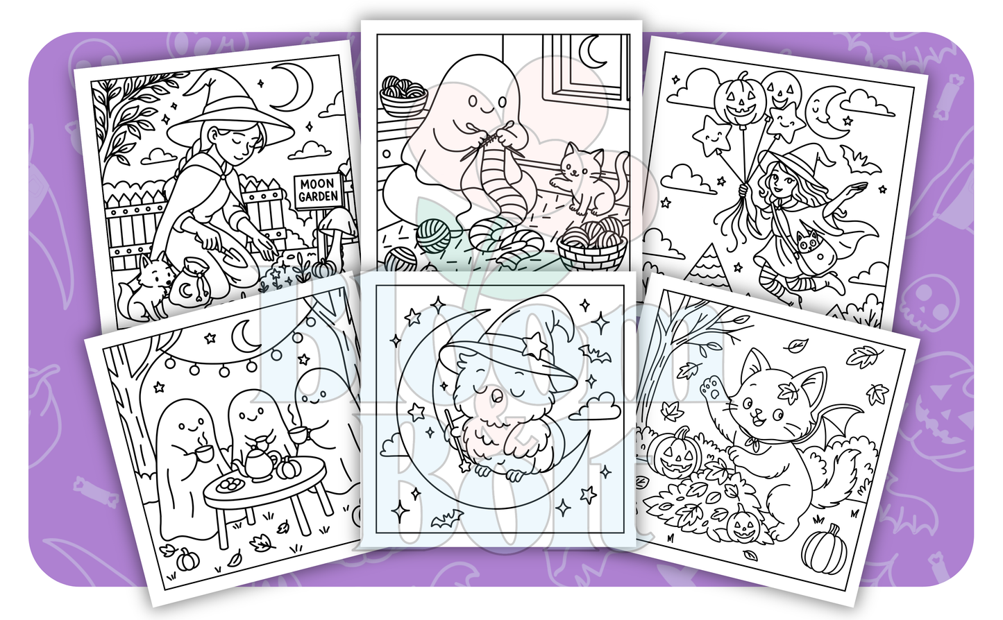 Cozy Halloween – Set 3 of 5 | Digital Coloring Pages