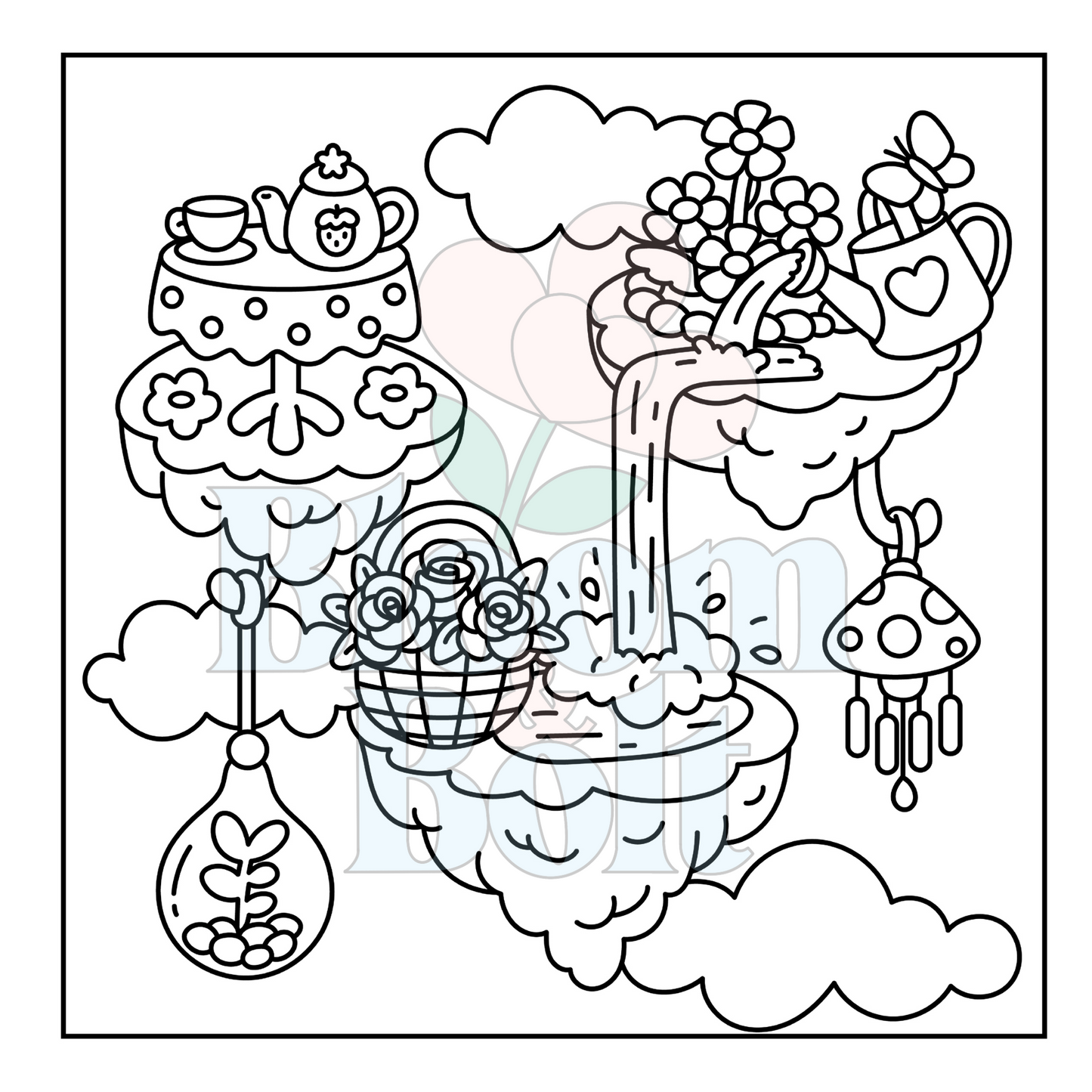 Cozy Gardens – Set 3 of 6 | Digital Coloring Pages