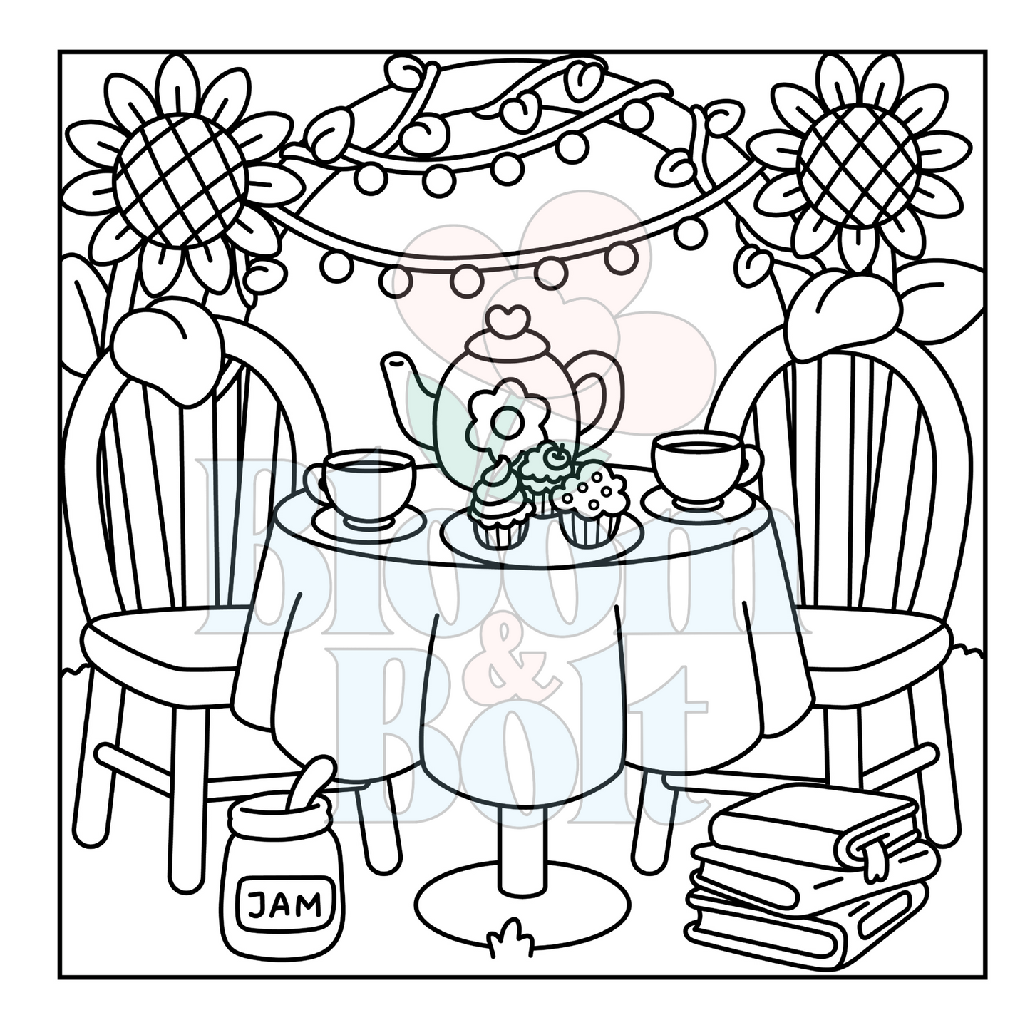 Cozy Gardens – Set 3 of 6 | Digital Coloring Pages