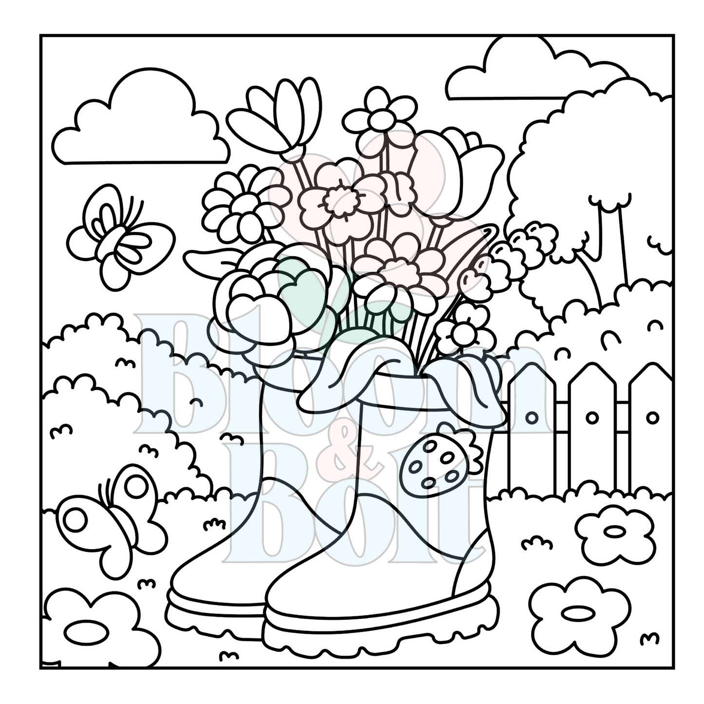 Cozy Gardens – Set 3 of 6 | Digital Coloring Pages
