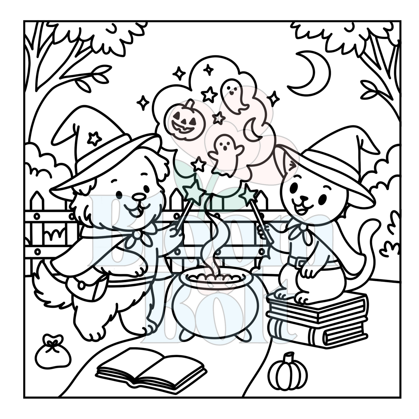Cozy Halloween – Set 4 of 5 | Digital Coloring Pages
