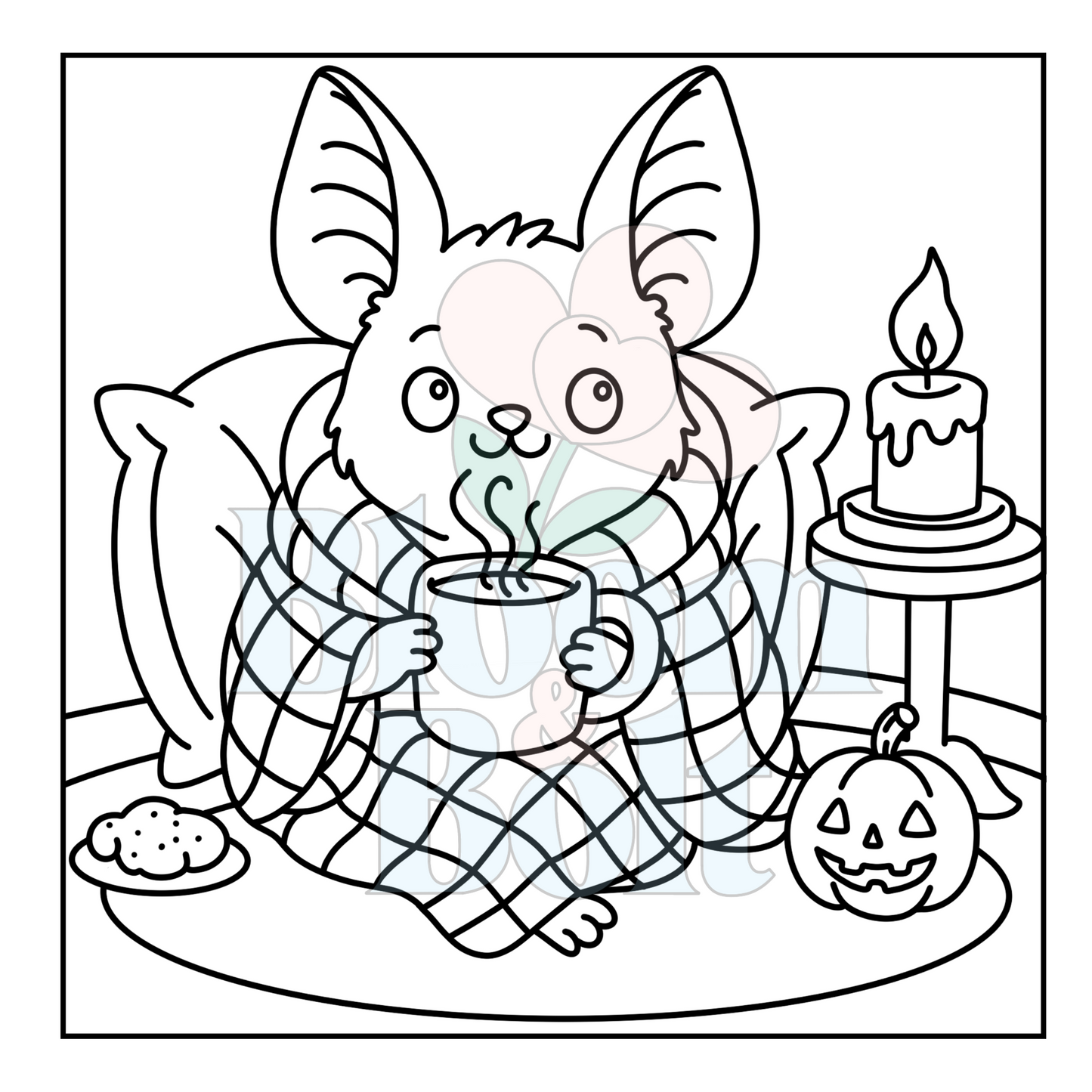 Cozy Halloween – Set 4 of 5 | Digital Coloring Pages
