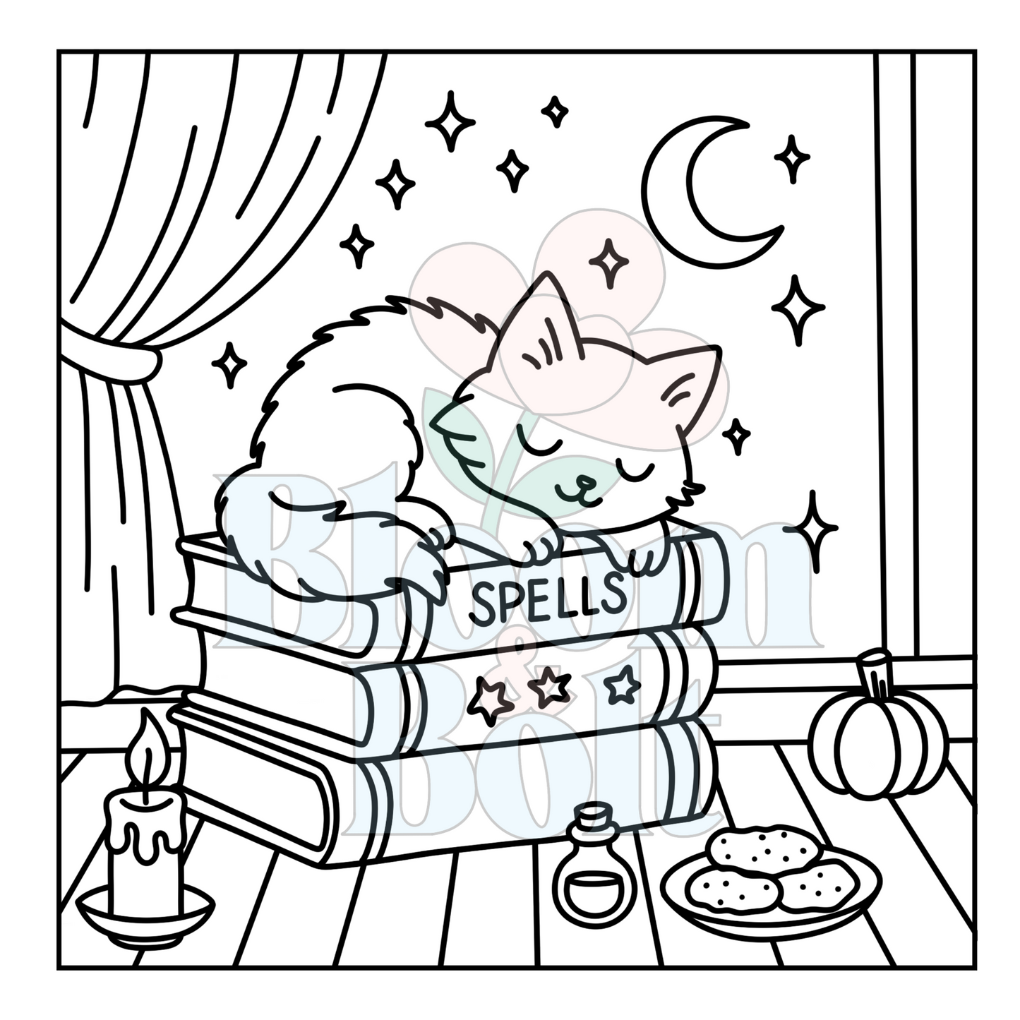 Cozy Halloween – Set 4 of 5 | Digital Coloring Pages