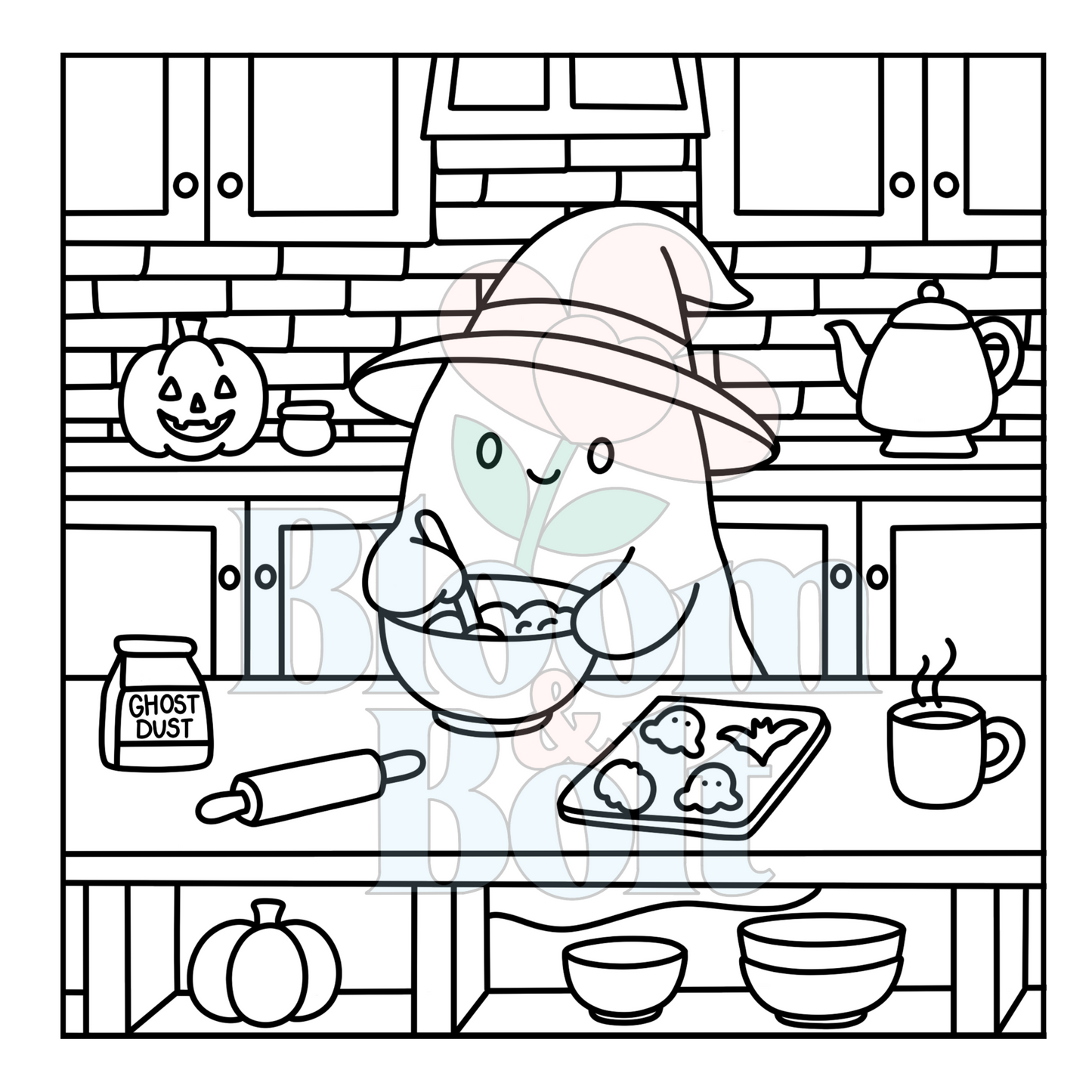 Cozy Halloween – Set 4 of 5 | Digital Coloring Pages