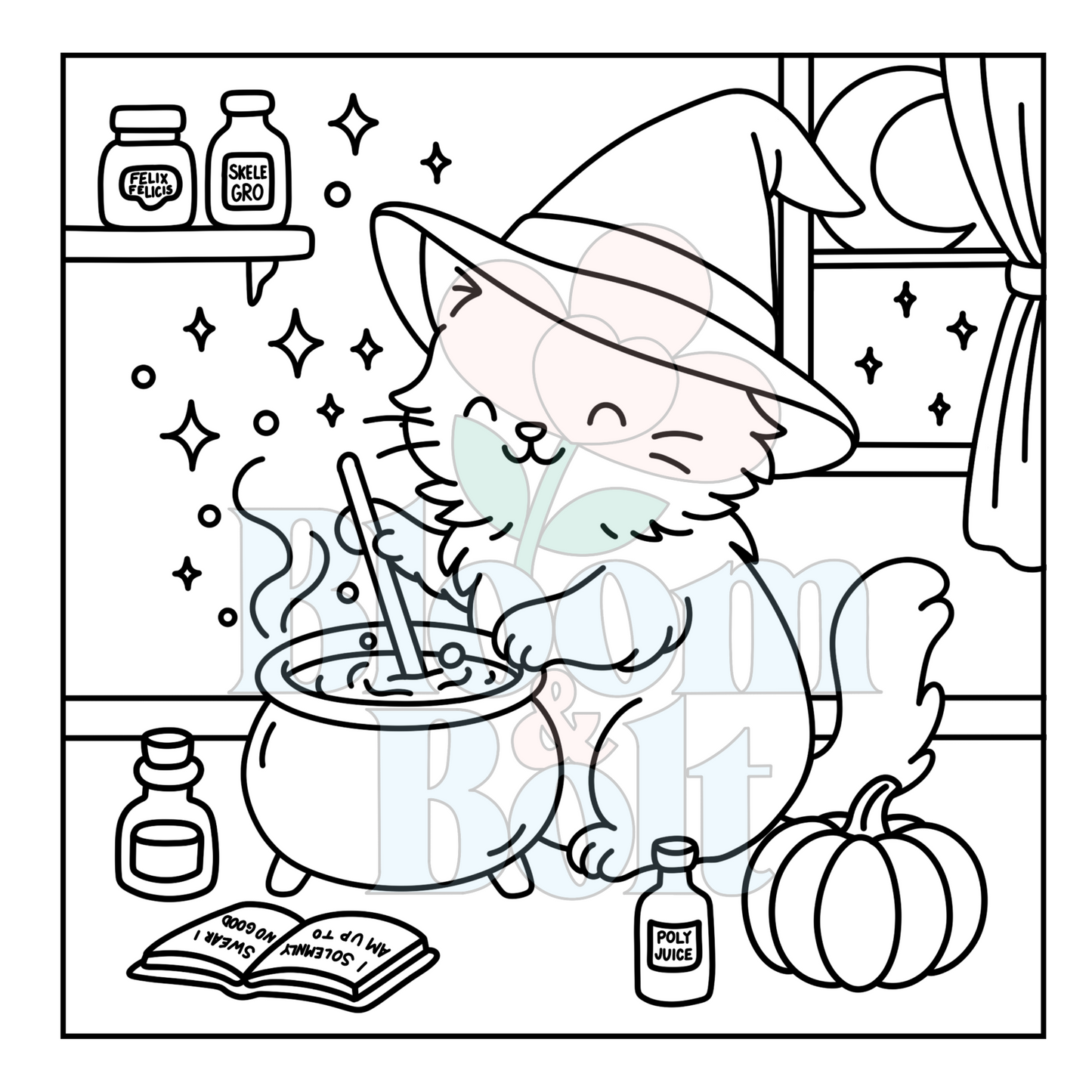 Cozy Halloween – Set 4 of 5 | Digital Coloring Pages