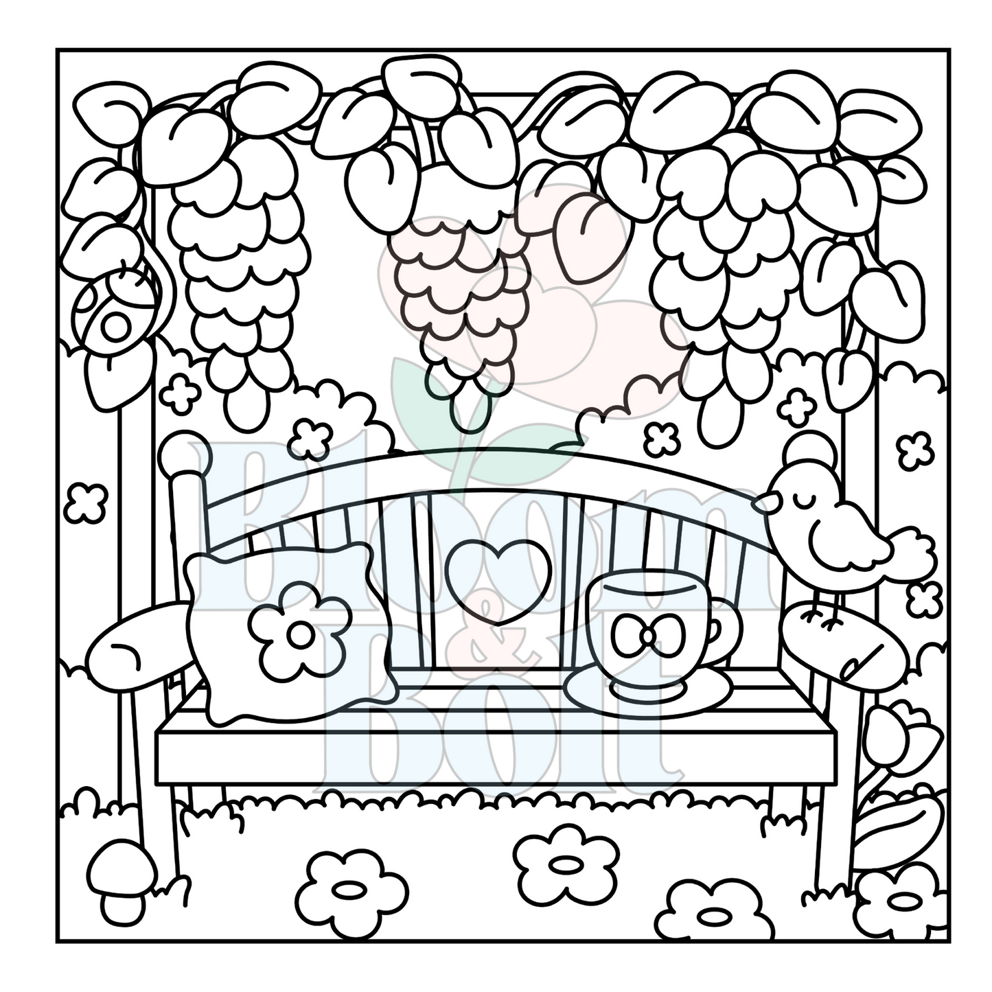 Cozy Gardens – Set 4 of 6 | Digital Coloring Pages