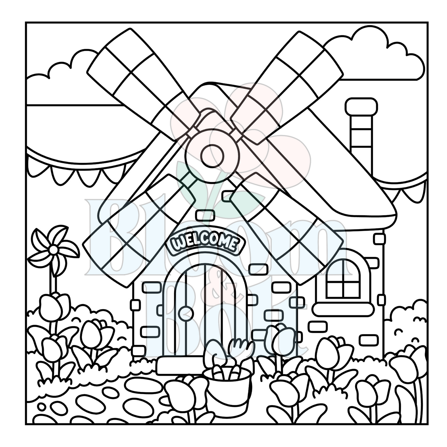 Cozy Gardens – Set 4 of 6 | Digital Coloring Pages