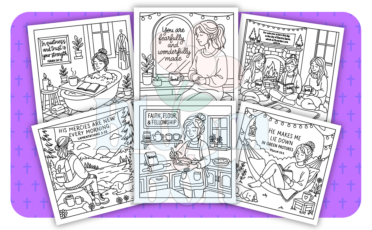 Christian Girl Moments – Set 4 of 6 | Digital Coloring Pages